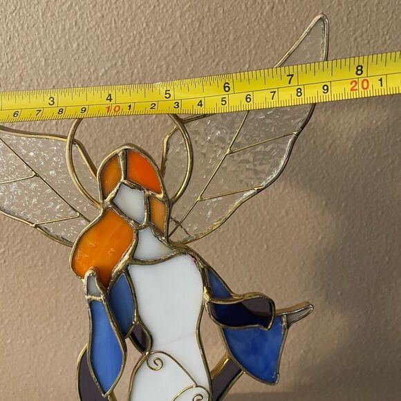Stained glass Red Headed Angel Candle Holder - Picture 10 of 16